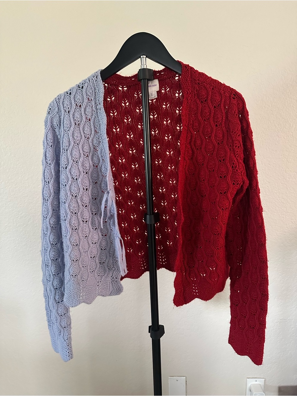 Find Me Now Two-Tone Open-Knit Cardigan Size Small